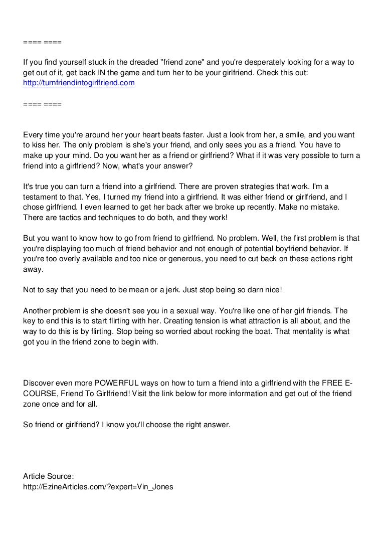 How to Go from Friend to Girlfriend forecast How to Go from Friend to Girlfriend advise
